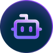 Purple gradient circle icon with a white robot face.